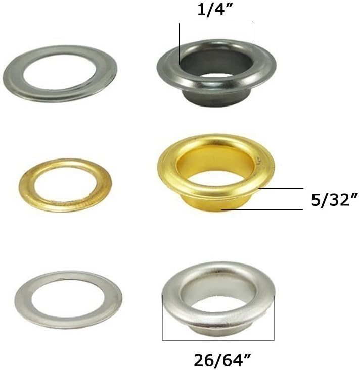 INNETOC 400 Sets 4 Color Brass Grommet Eyelets Kit Tool 6mm 1/4" Inside Diameter with Setting Tool Canvas Clothes Leather Self Backing Tool - Image 3